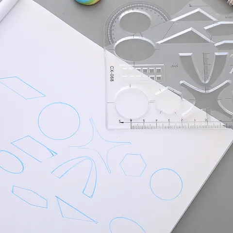 Règle de Dessin de Fonction Géométrique Multifonctionnelle Modèle de Dessin Mathématique en Plastique Transparent pour Étudiants École Bureau