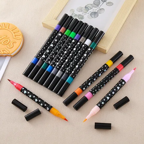 Weiche Pinselspitze Glitzer Marker Doppelspitze Perlmutt Textmarker Set Metallic Schimmer Aquarellstifte Bedruckt Studenten Zeichnen Schreibwaren Geschenk