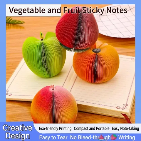Blocco Note Creativo a Forma di Frutta 3D Decorazione da Scrivania Fai-da-te Cancelleria per Studenti Ufficio Blocco Note Forma Frutta Verdura
