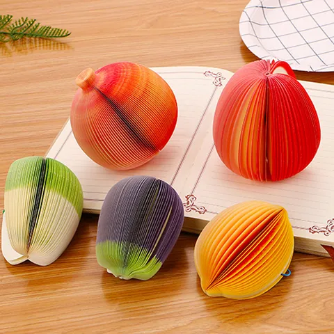 Blocco Note Creativo a Forma di Frutta 3D Decorazione da Scrivania Fai-da-te Cancelleria per Studenti Ufficio Blocco Note Forma Frutta Verdura