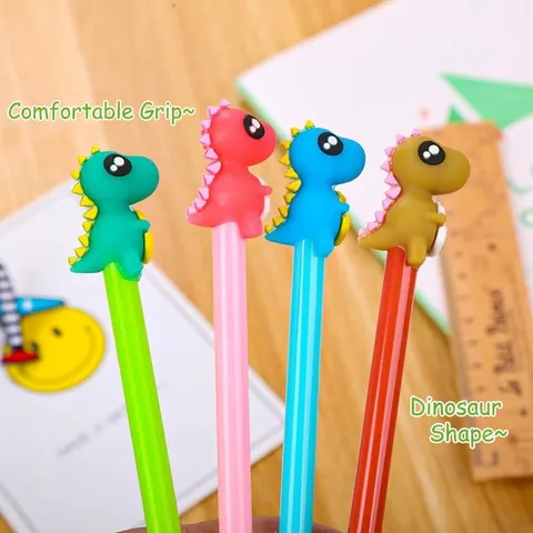 Stylo Gel Dinosaure en Plastique Fournitures Scolaires Créatives Dinosaure en Colle Souple Stylo Neutre Encre Noire pour Étudiants Bureau École Écriture