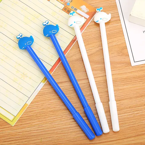 Creative Cartoon Whale Gel Pen Cute Animal Plastic Writing Pen With Soft Rubber Cap School Office Stationery Sign Pen