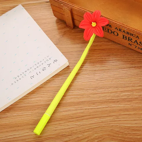 Cute Cartoon Plastic Soft Rubber Flower Gel Pen Creative Simulation Floral Writing Water Pen For Kids Student Stationery Office Gift
