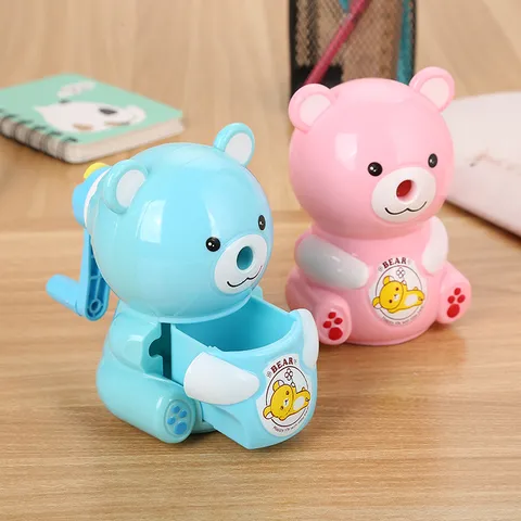 Bear Shaped Hand-cranked Pencil Sharpener Cartoon Animal Manual Pencil Cutter For Students Office School Supplies Cute Bear Design Stationery