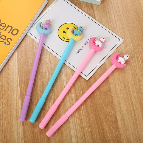 Kawaii Cartoon Unicorn Moon Gel Pen 0.5mm Black Ink Neutral Pen Cute Pony Stationery Writing Pen For Student School Supply