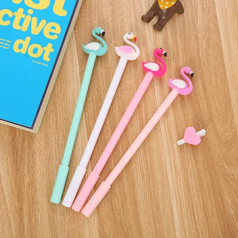 Creative Flamingo Gel Pen Cartoon Animal Design Black Ink Cute Stationery Water-Based Signature Pen For School Office Students Gift
