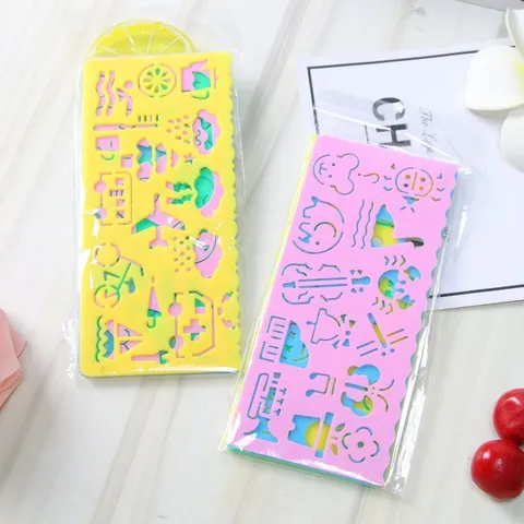 Règle de Modèle de Dessin Créatif pour Enfants Règles Magiques Creuses en Plastique pour Étudiants Peinture Outil de Dessin Papeterie Colorée