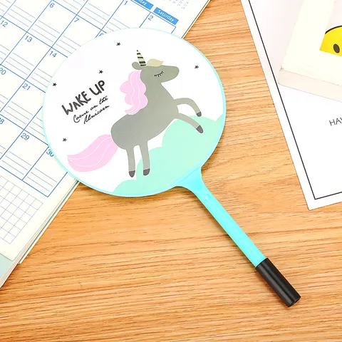 Unicorn Fan Ballpoint Pen Cute Cartoon Pony Plastic Blue Ink Pen For Students Prize Gift Stationery Office School Supplies