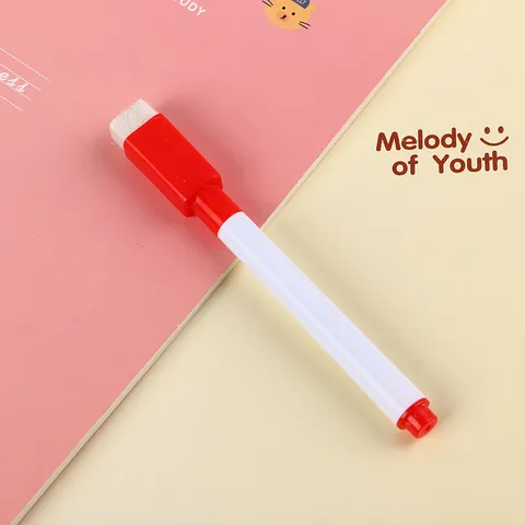 Creative Plastic Whiteboard Marker With Eraser Cap Multicolor Dry Erase Water Based Ink Pen For School Office Kids Doodle Stationary