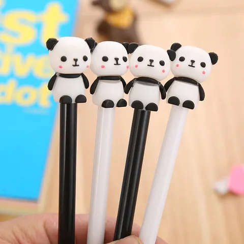 Cute Cartoon Panda Gel Pen Creative Shaking Bear 0.5mm Black Ink Stationery Writing Pens For School Students Office Supplies