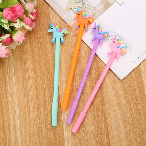 Creative Cartoon Unicorn Gel Pens Cute Pony 0.5mm Black Ink Stationery Plastic Writing Pens For School Office Student Gift