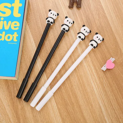 Cute Cartoon Panda Gel Pen Creative Shaking Bear 0.5mm Black Ink Stationery Writing Pens For School Students Office Supplies