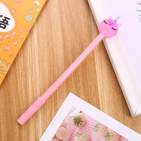 Cute Donut Unicorn Gel Pen Creative Soft Rubber Head Cartoon Sign Pen Student Stationery Office Black Ink Writing Pen