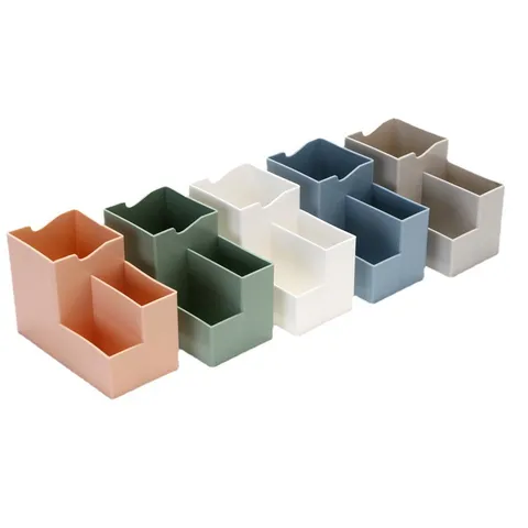 Multifunctional Plastic Pen Holder with Mobile Phone Stand Simple Desktop Stationery Organizer Storage Box for Office Students