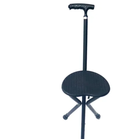 Aluminum Alloy Folding Cane Stool Portable Three-Legged Walking Stick Chair With Seat For Elderly Outdoor Daily Use