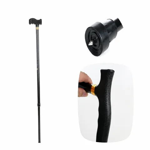 Bastoncino da Trekking Telescopico in Lega di Alluminio Bastone da Passeggio Regolabile Antiscivolo Con Punta per Ghiaccio Per Anziani