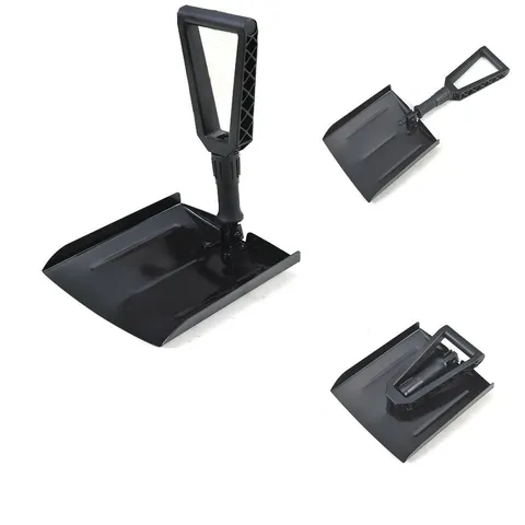 Pala da Neve Pieghevole in Metallo Resistente Verniciata a Polvere Pala Portatile con Manico in Plastica e Borsa per Esterno