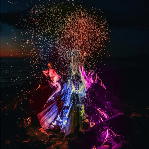 Polvere di Fiamma Magica Polvere Antincendio Cambiante Colore Fiamme Arcobaleno Vivaci Per Falò Festa di Campeggio Decorazione Esterna