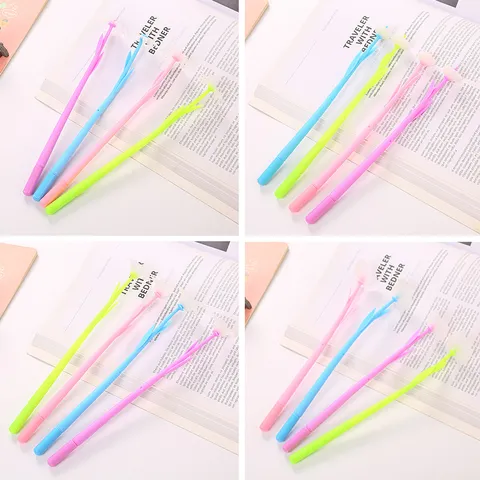 Creative Sunlight Color Changing Flower Gel Pen Soft Rubber Cute Flower Decoration Black Ink Writing Pen For School Students Office Supplies
