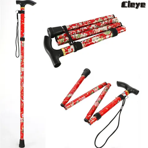 Aluminum Alloy Folding Trekking Pole Portable Telescopic Hiking Cane Outdoor Walking Stick For Hiking Elderly