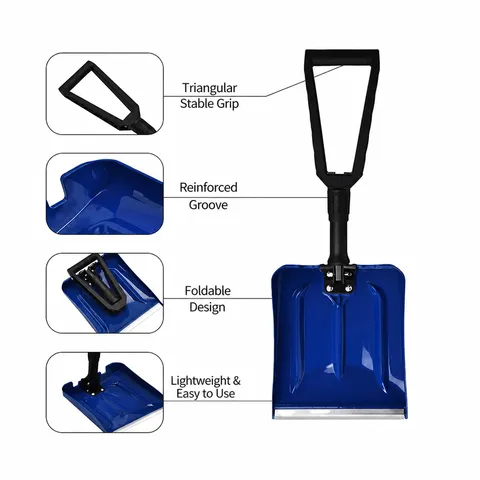 Pelle à Neige Pliante en Plastique Portable Outil Utilitaire Épaissi Camping Extérieur Voiture Déneigement Pelle Poignée en D
