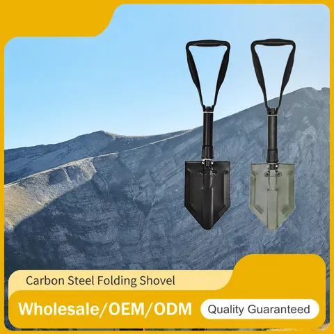 Pelle Pliante Multifonctionnelle en Acier au Carbone Outil de Tranchée Portable Pelle de Camping Tactique Avec Sac de Rangement
