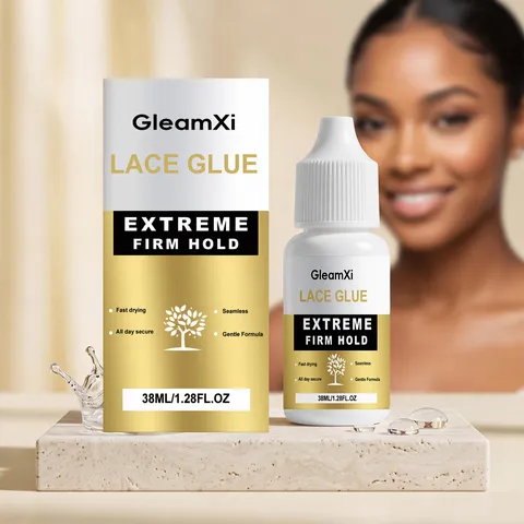 Gleamxi Lace Wig Glue 38ml Strong Hold Waterproof Sweat Resistant Invisible Hairline Adhesive for Hair Styling