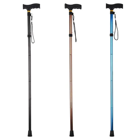 Aluminum Alloy Folding Walking Cane Adjustable Telescopic Hiking Stick Anti-Slip Elderly Crutch Portable