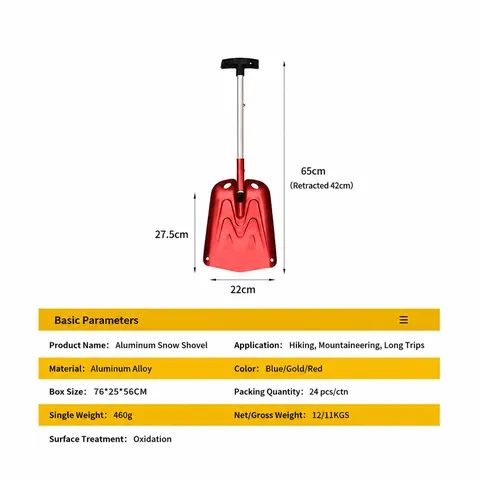 Pelle à Neige en Alliage d'Aluminium Pliable Télescopique Pelle à Glace de Voiture Outil d'Urgence Portable pour Camping en Plein Air