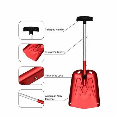 Pelle à Neige en Alliage d'Aluminium Pliable Télescopique Pelle à Glace de Voiture Outil d'Urgence Portable pour Camping en Plein Air