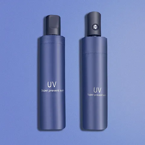 Faltbarer Automatischer UV Sonnenschirm Schwarzklebebeschichtung Winddichter Regenschirm Tragbarer Reise Sonnenschirm