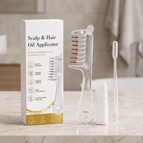 Kopfhaut Flüssig Applikator Kamm Tragbarer Haaröl Dispenser Kopfhaut Massager Mit Tropfer Und Silikonabdeckung Für Haarpflege