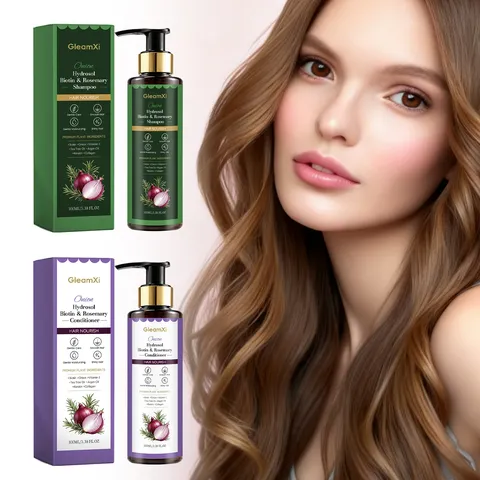 Kit de Soins Capillaires au Romarin Biotin Hydrosol d'Oignon Shampooing Revitalisant Nourrissant Lissant Soin du Cuir Chevelu