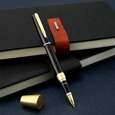 Metal Rollerball Pen Black And Gold Executive Sign Pen Smooth Writing Office School Stationery Supplies