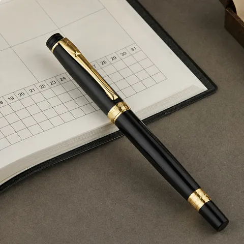 High End Metal Rollerball Pen Business Office Signature Writing Pen Black And Gold Luxury Gift Pen