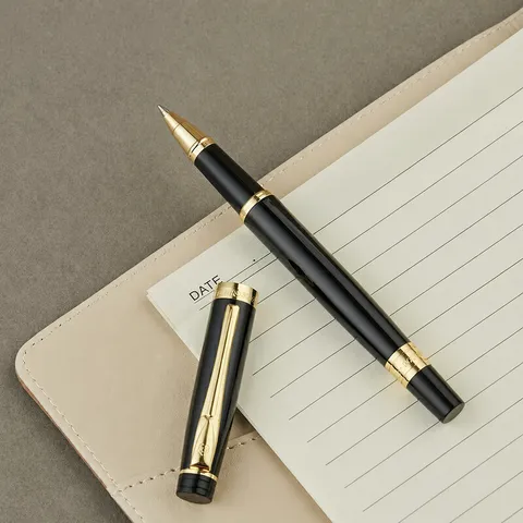 High End Metal Rollerball Pen Business Office Signature Writing Pen Black And Gold Luxury Gift Pen