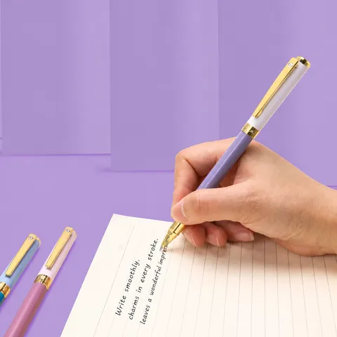 Minimalist Stainless Steel Gel Pen Morandi Color Smooth Writing Business Office Signature Pen Metal Pen Gift