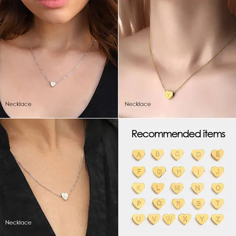 Edelstahl Herz Buchstabe Charms 26 Buchstaben DIY Schmuck Zubehör Gold Silber Beschichtet Alphabet Anhänger Für Armband