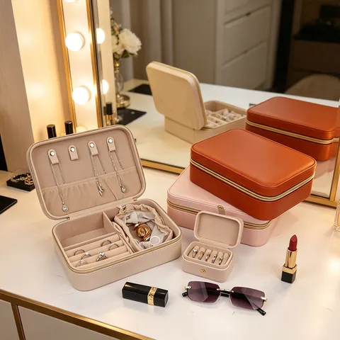 Multifunktionale Leder Schmuckschatulle Organizer Tragbare Aufbewahrungsbox Für Halsketten Ohrringe Armbänder Ringe Reise Schmuckkästchen Damen Geschenk