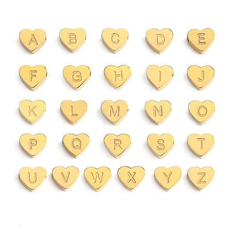 Edelstahl Herz Buchstabe Charms 26 Buchstaben DIY Schmuck Zubehör Gold Silber Beschichtet Alphabet Anhänger Für Armband