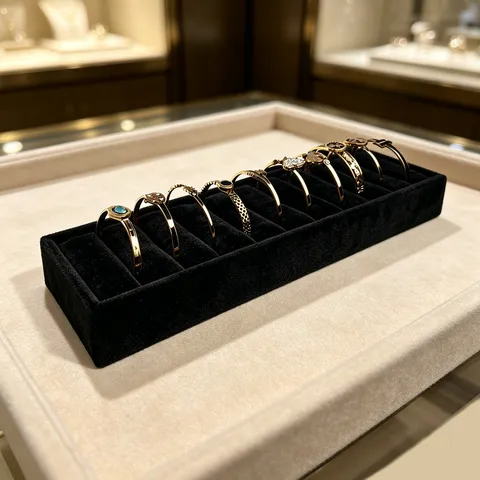 10 Slots Velvet Bracelet Display Tray Rectangular Jewelry Storage Tray For Bangles Watch Collection Showcase Shop Exhibition Organizer