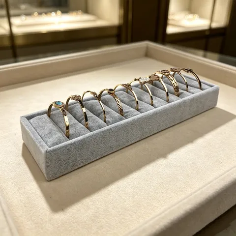 10 Slots Velvet Bracelet Display Tray Rectangular Jewelry Storage Tray For Bangles Watch Collection Showcase Shop Exhibition Organizer