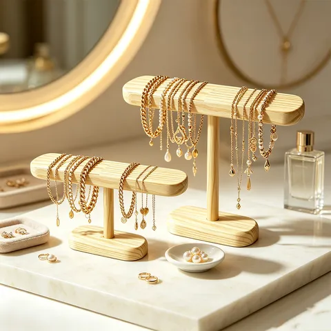 Soporte de Exhibición de Joyas de Madera de Nogal en Forma de T Porta Brazaletes Organizador de Collares Forma de Árbol para Casa