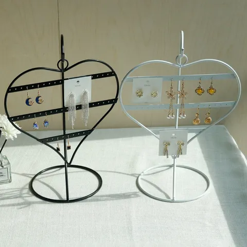 Expositor de Joyas de Metal Moderno con Forma de Corazón Organizador de Pendientes Soporte de Hierro para Decoración
