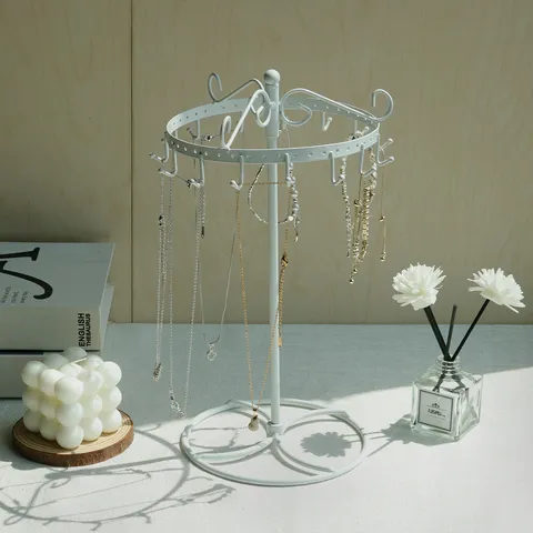 Soporte De Exhibición De Joyería De Hierro Giratorio Creativo Con Ganchos Múltiples Para Collares Pulseras Pendientes Organizador De Joyería