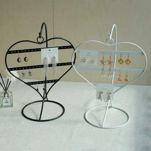 Expositor de Joyas de Metal Moderno con Forma de Corazón Organizador de Pendientes Soporte de Hierro para Decoración