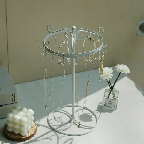 Soporte De Exhibición De Joyería De Hierro Giratorio Creativo Con Ganchos Múltiples Para Collares Pulseras Pendientes Organizador De Joyería