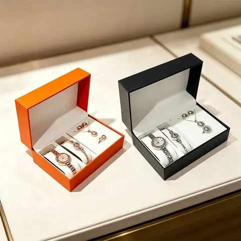 Caja Organizadora de Relojes y Joyas de Cuero PU Para Vitrina de Collar de Pulsera Estuche Abatible Caja de Embalaje de Almacenamiento de Joyas de Lujo