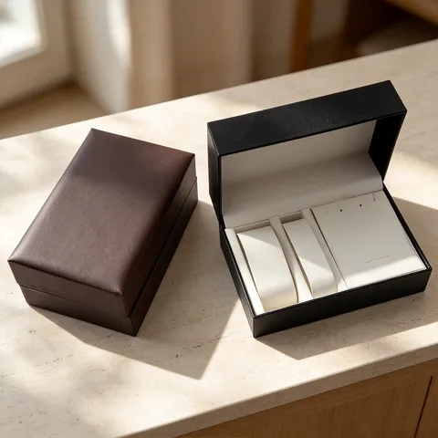 Caja Organizadora de Relojes y Joyas de Cuero PU Para Vitrina de Collar de Pulsera Estuche Abatible Caja de Embalaje de Almacenamiento de Joyas de Lujo