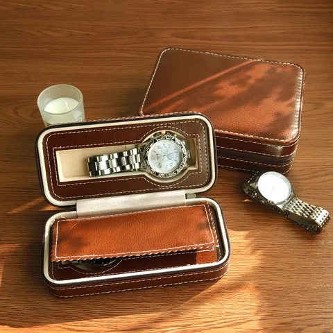 Scatola Porta Orologi Vintage in Pelle Custodia da Viaggio Portatile Con Cerniera Per Uomo Donna Organizzatore di Gioielli Custodia Protettiva